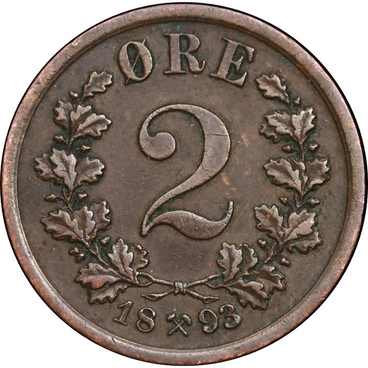 2 Øre 1893 Kv 1+