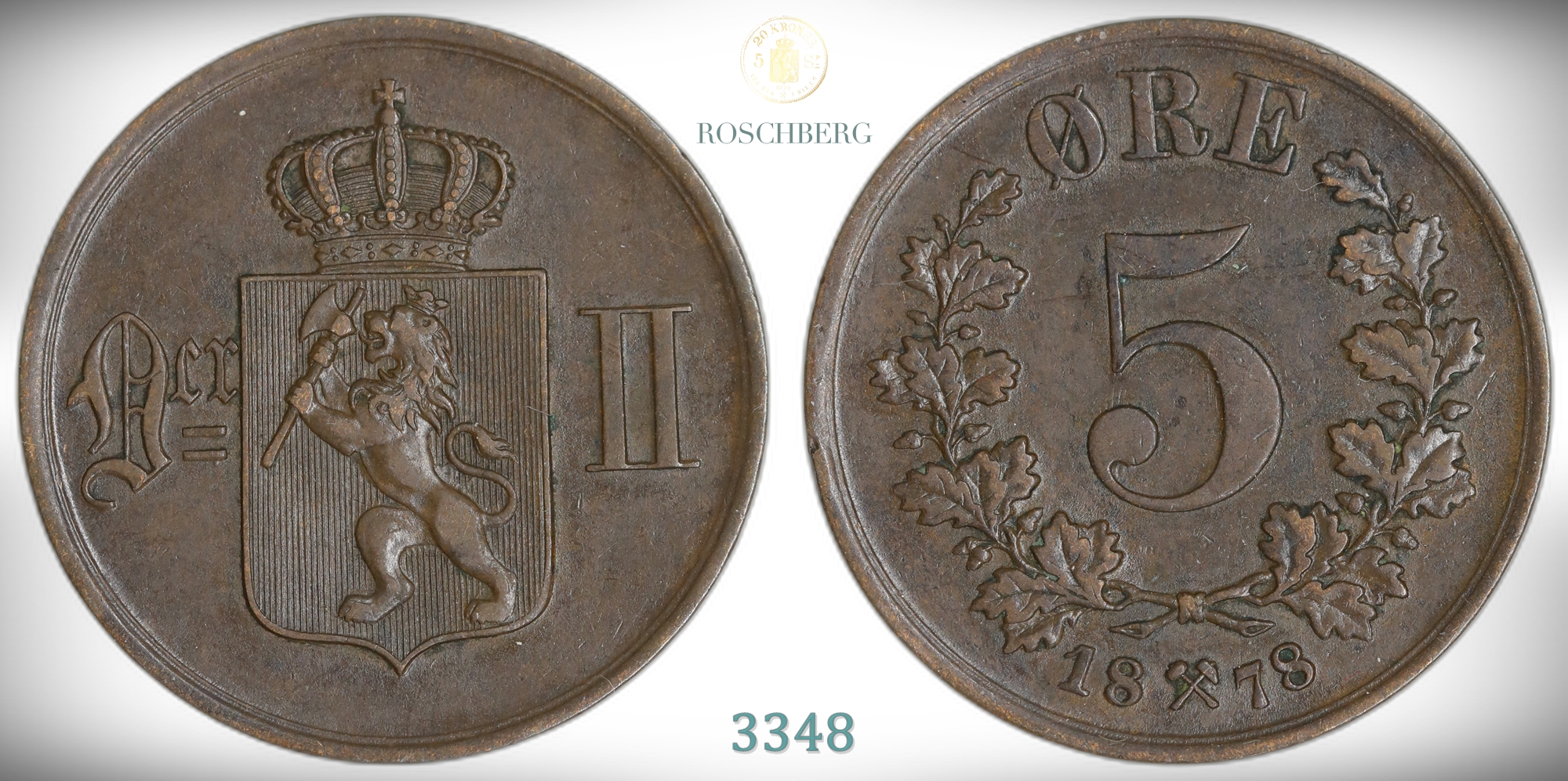 Norge 5 Øre 1878  Kv: 1/1+