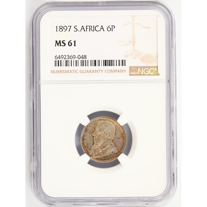 South Africa 6 Pence 1897 NGC MS61