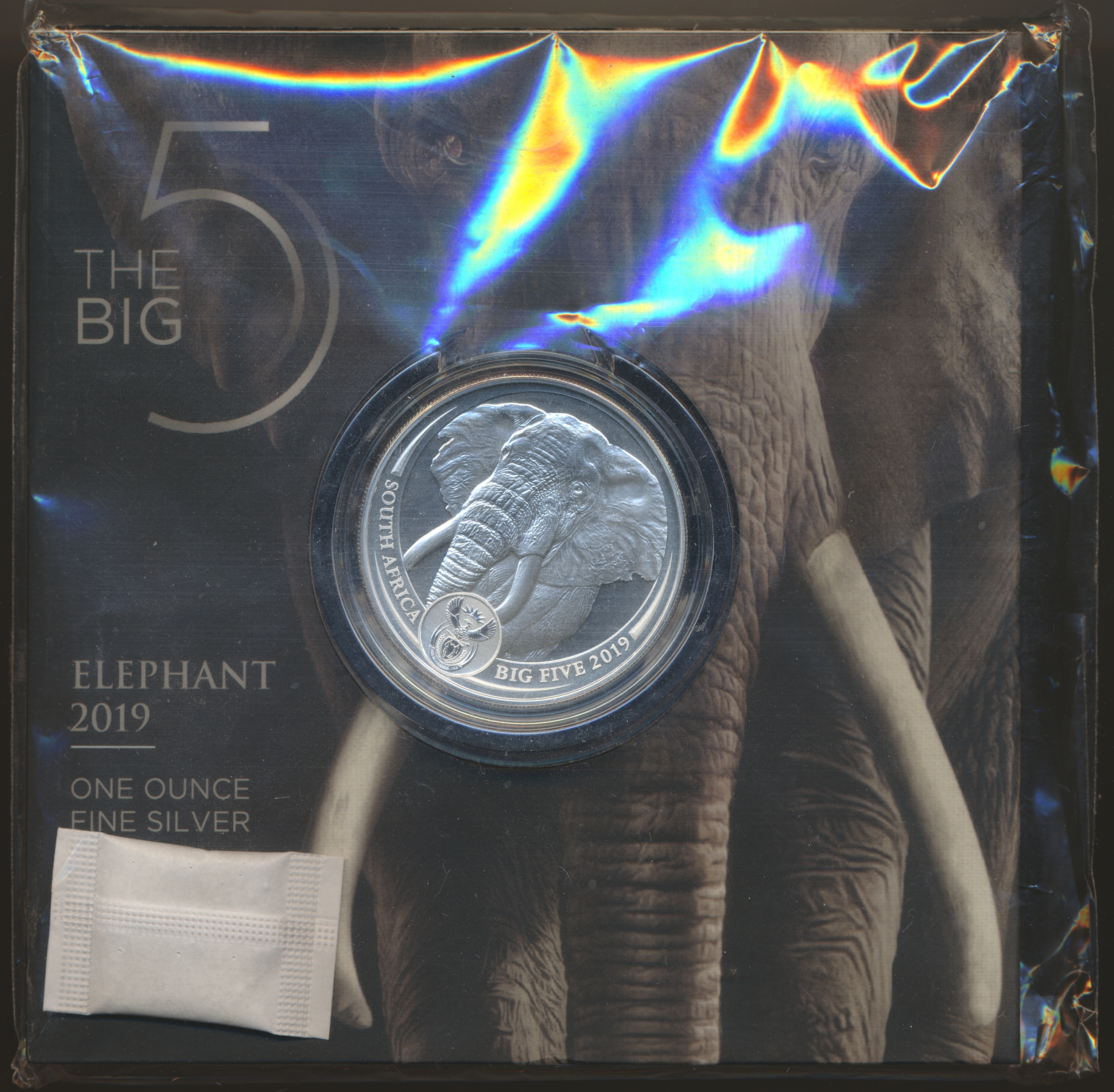 Sør-Afrika 5 Rand 2019 "Big 5" Elefant 1 Oz 999 Sølv BU