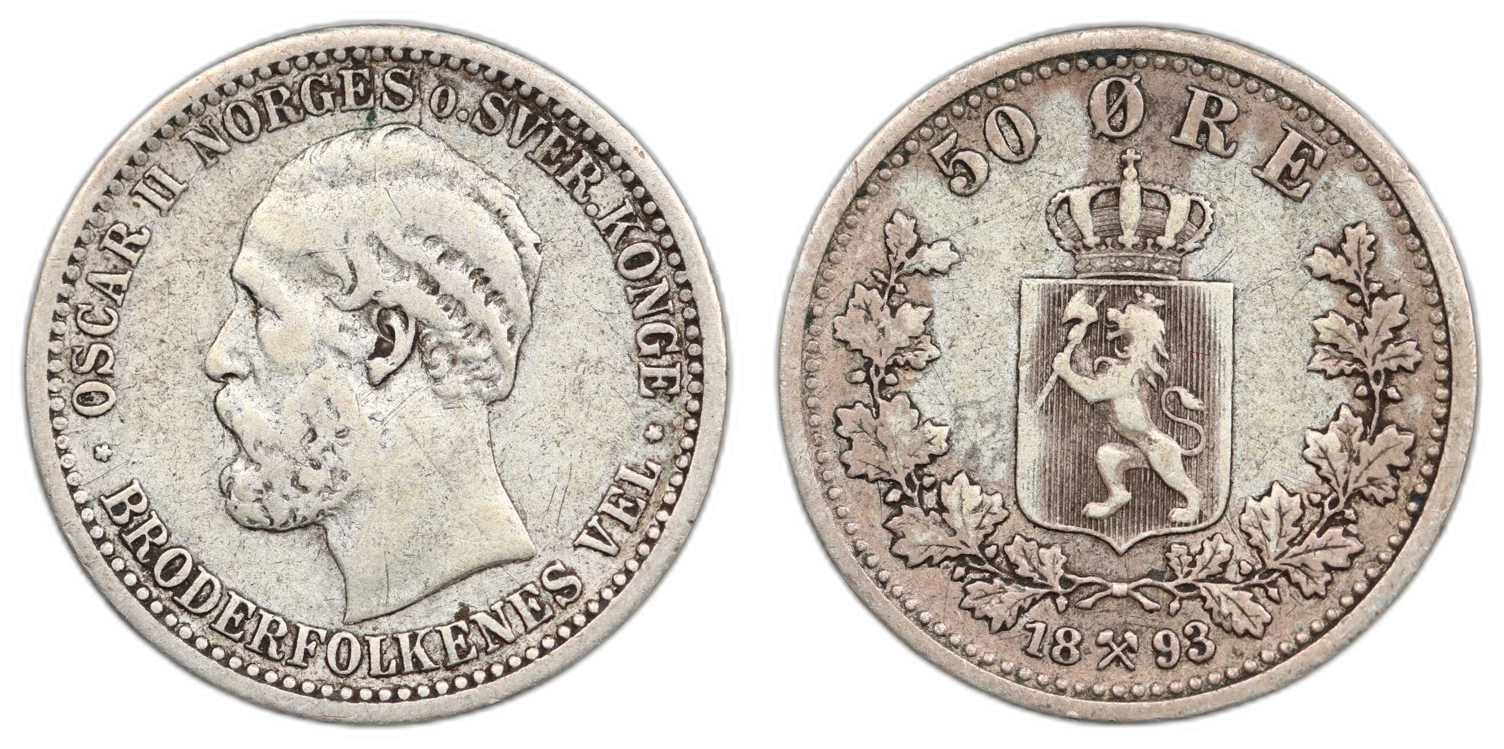 Norge 50 Øre 1893 Kv: 1