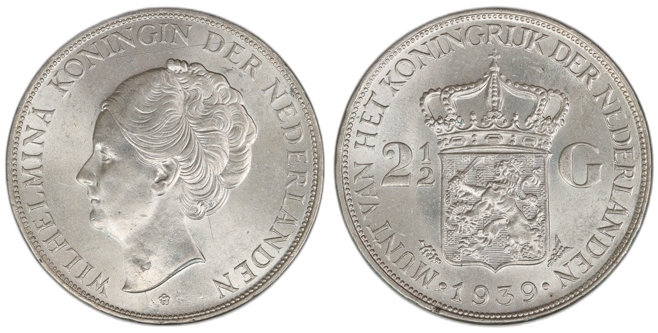 Netherlands 2.5 Gulden 1939  Kv: UNC