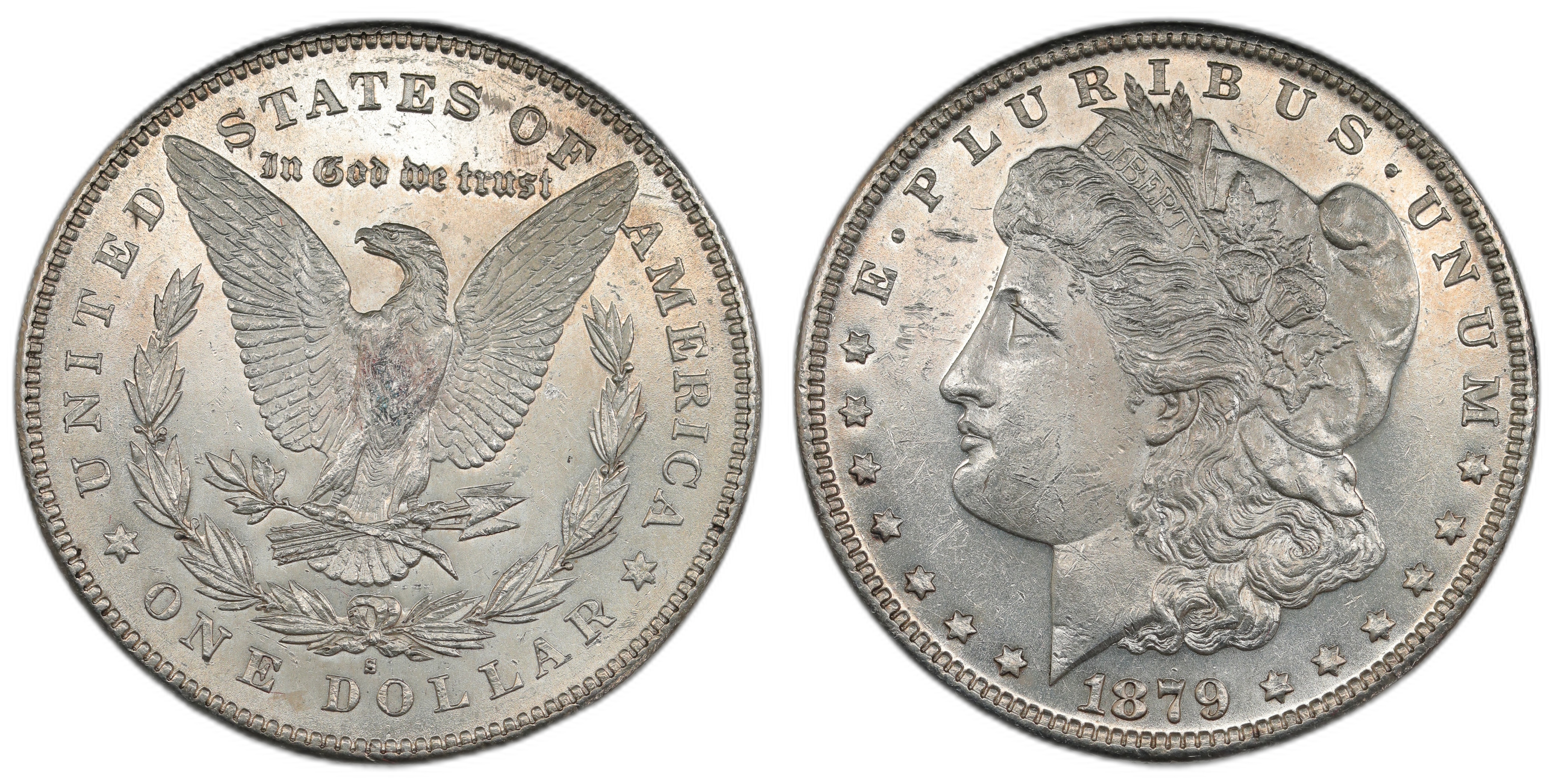 USA Dollar 1879-S Rev of 1878 Kv UNC, cleaned