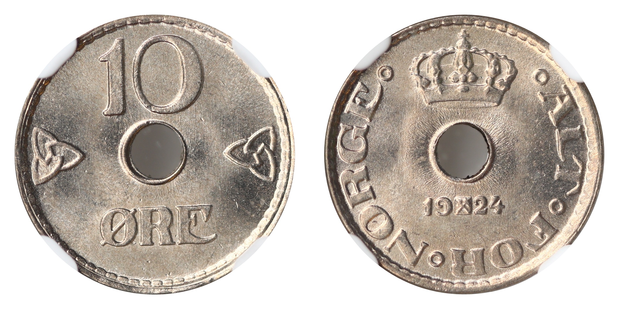 Norge 10 Øre 1924  Kv: NGC MS65