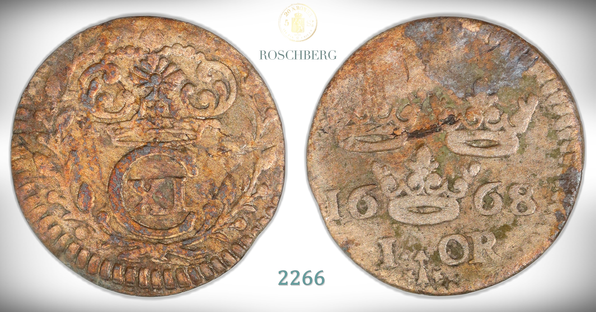 Sweden 1 Öre 1668  Kv: 1 (VF)