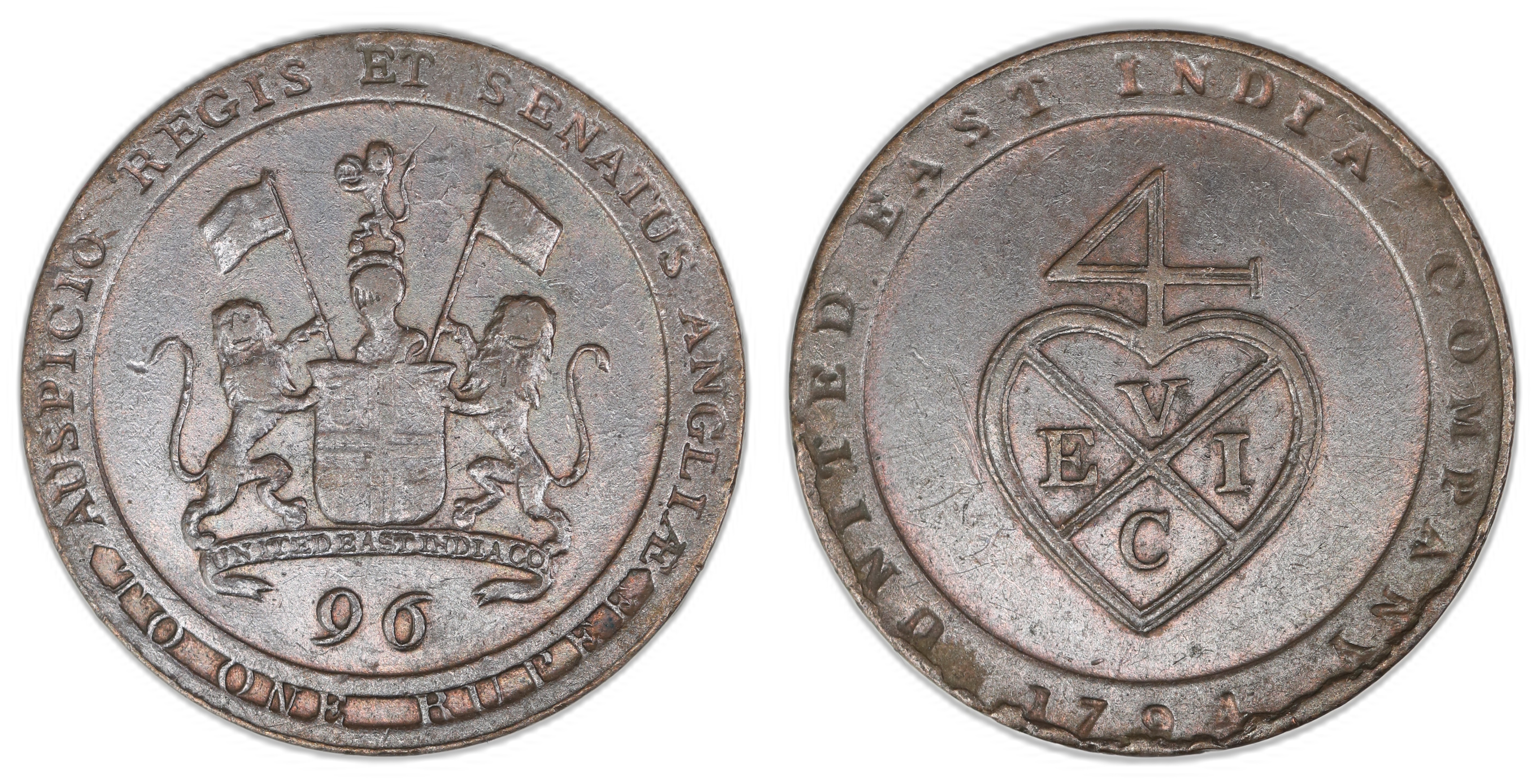 India, British 1/96 Rupee 1794  Kv: AU