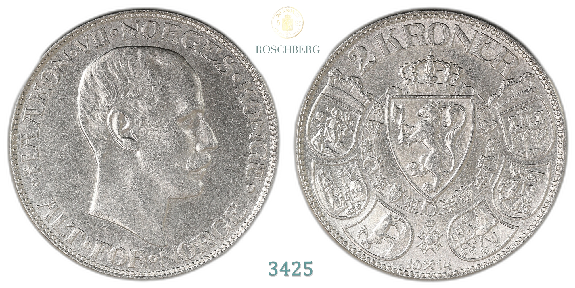 Norge 2 Kroner 1914  Kv: 0, Renset