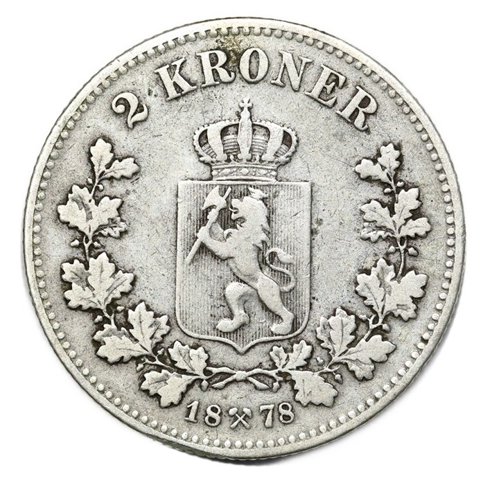 2 Kroner 1878 Kv 1/1+, filemerke