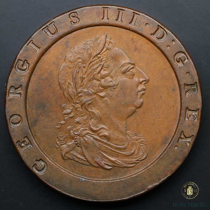 Great Britain 2 Pence 1797 UNC, small stain