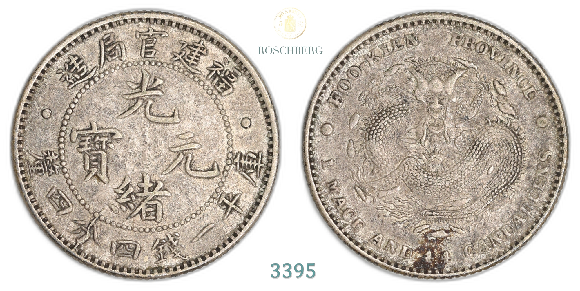 China, Fukien 20 Cent 1896-03  Kv: VF
