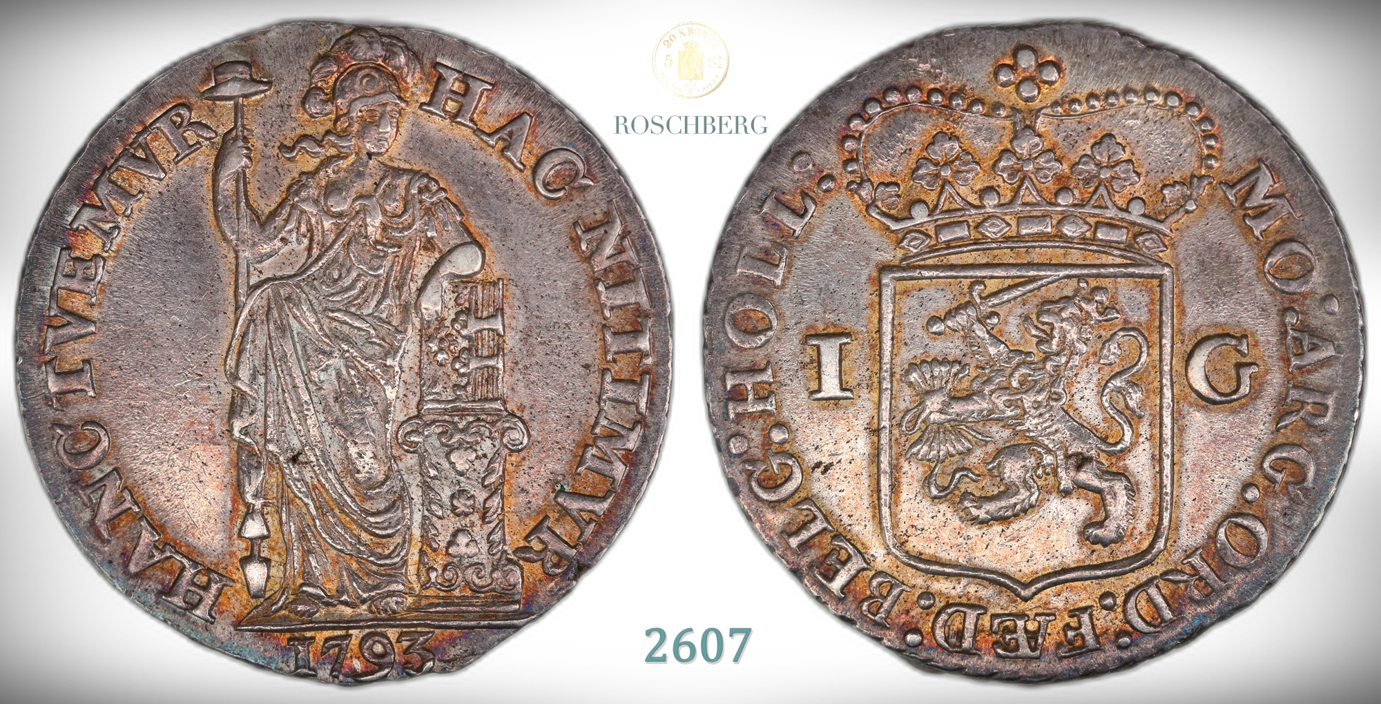 Netherlands 1 Gulden 1793  Kv: 01 (AU)