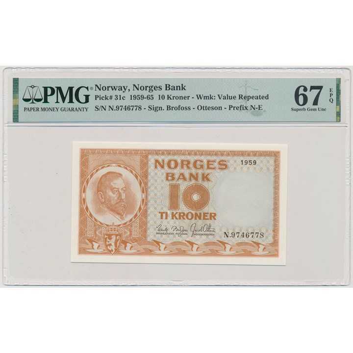 10 Kroner 1959 N PMG 67 EPQ