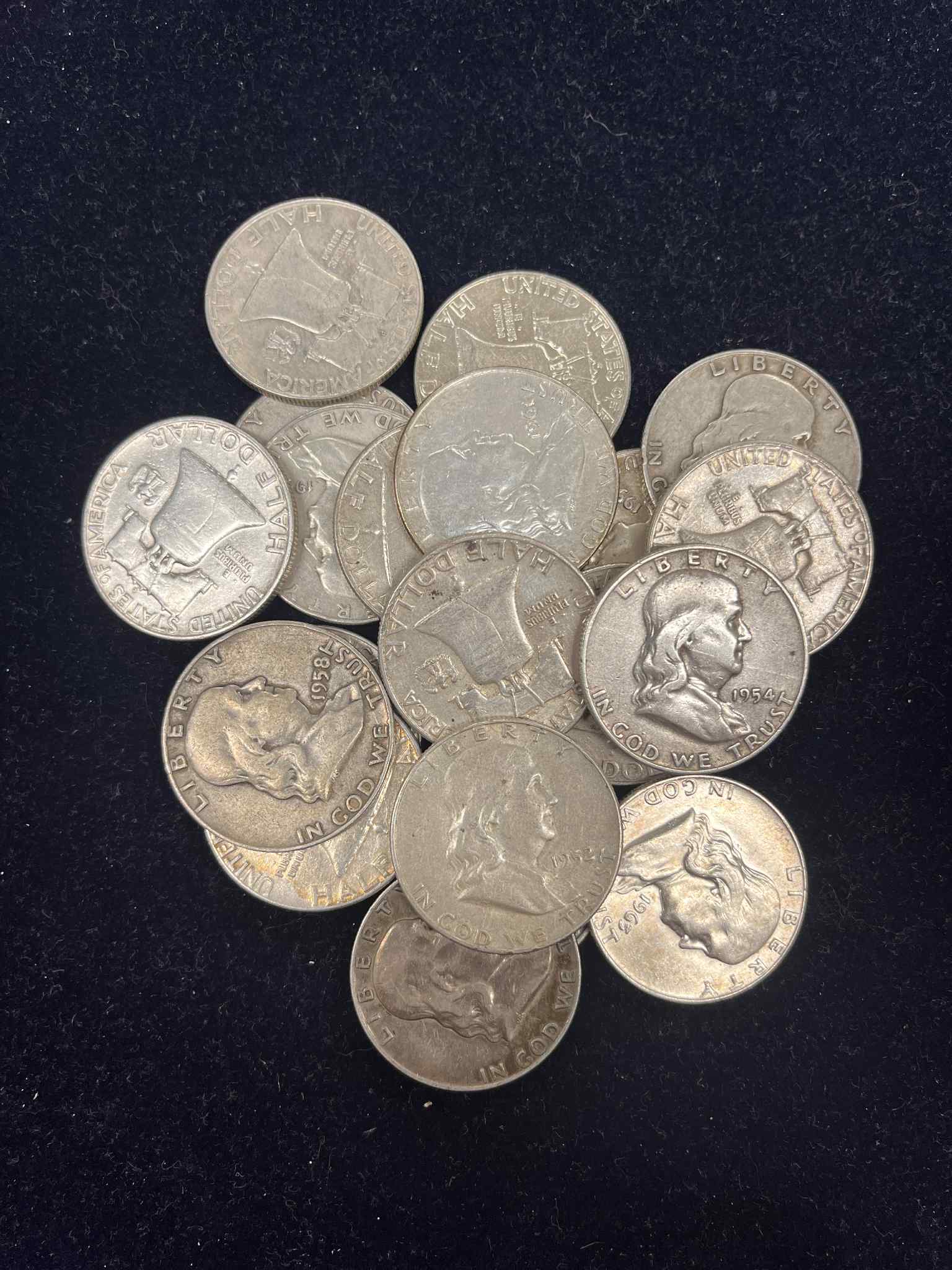 USA 20 Stk. Franklin Half Dollar - 225 Gram Rent Sølv