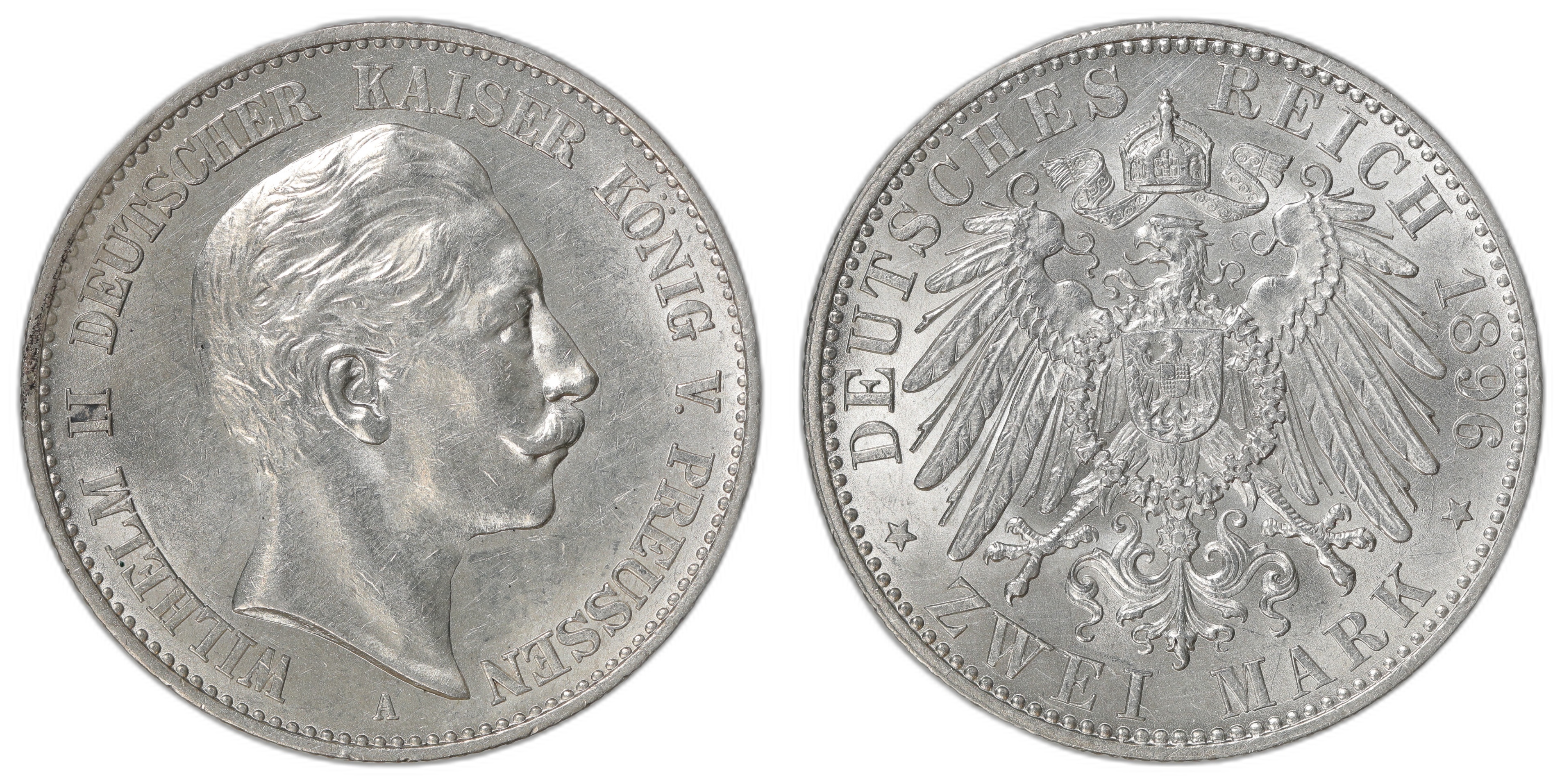 Germany - Preussen 2 Mark 1896 Kv: AU