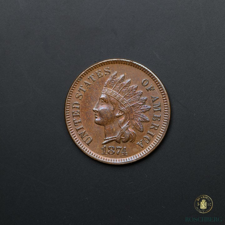 USA Indian Cent 1874 Kv AU