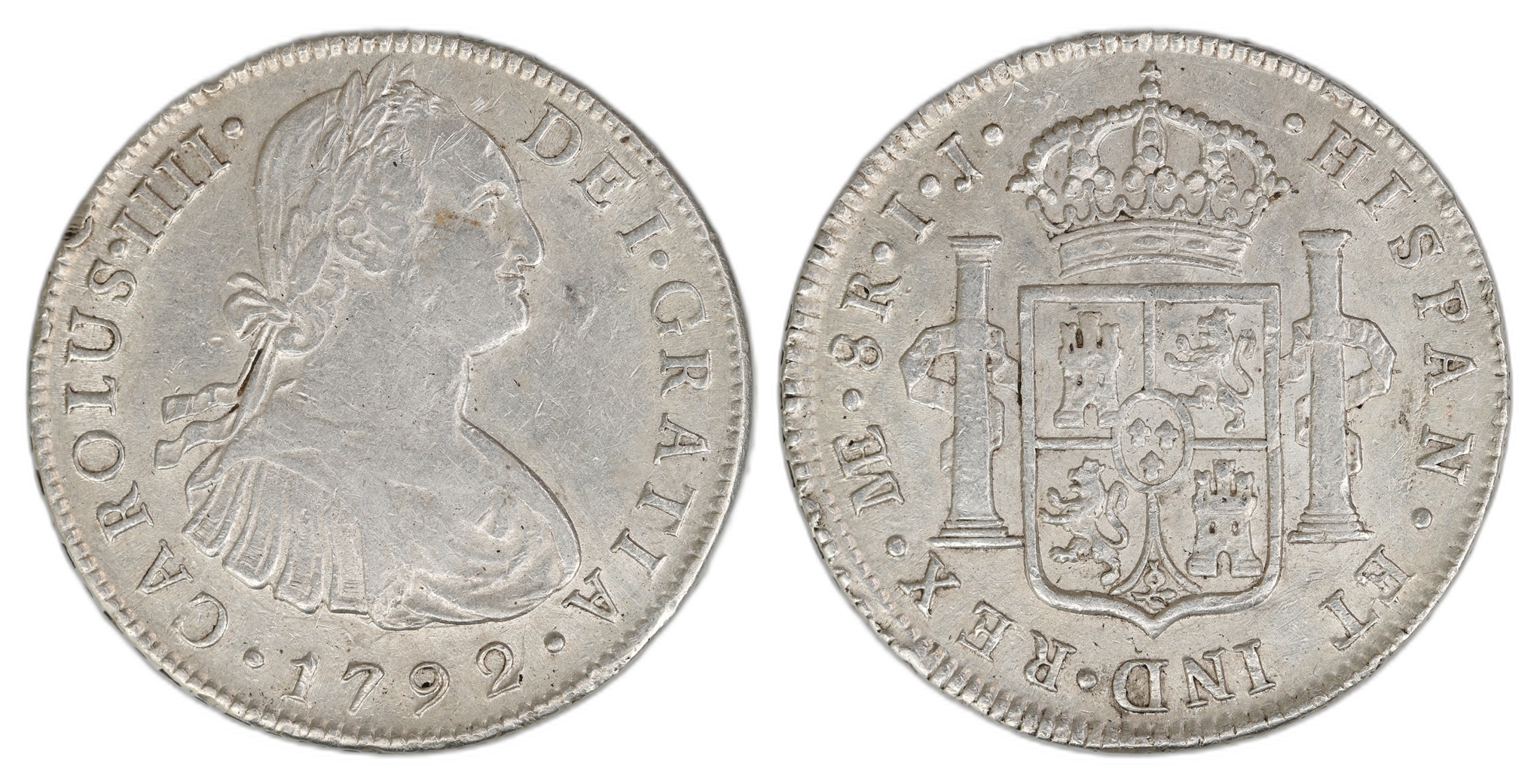 Peru 8 Reales 1792-ME  Kv: 1+/01 (AU)