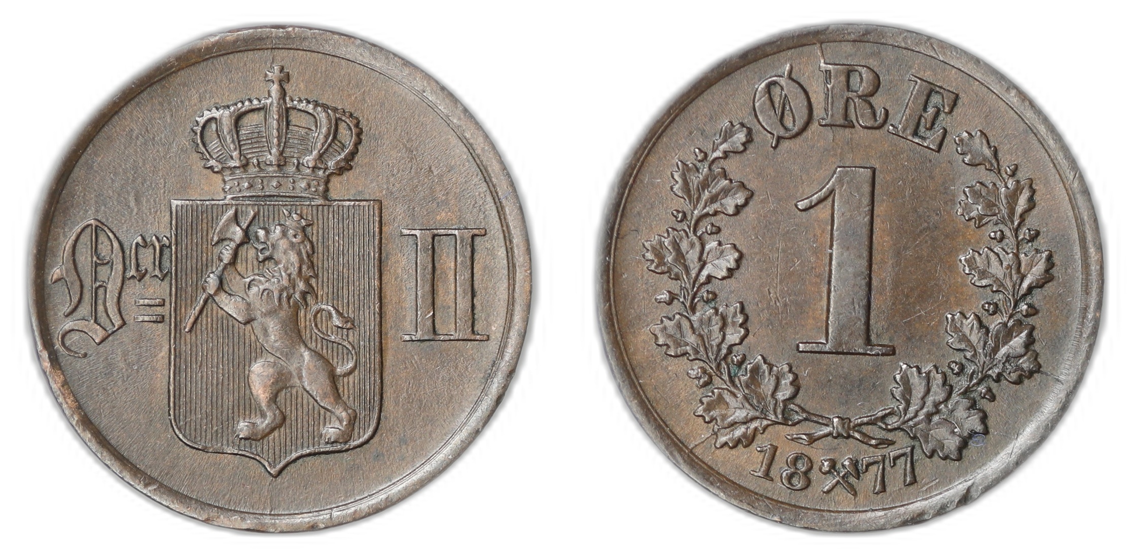 Norge 1 Øre 1877  Kv: 01