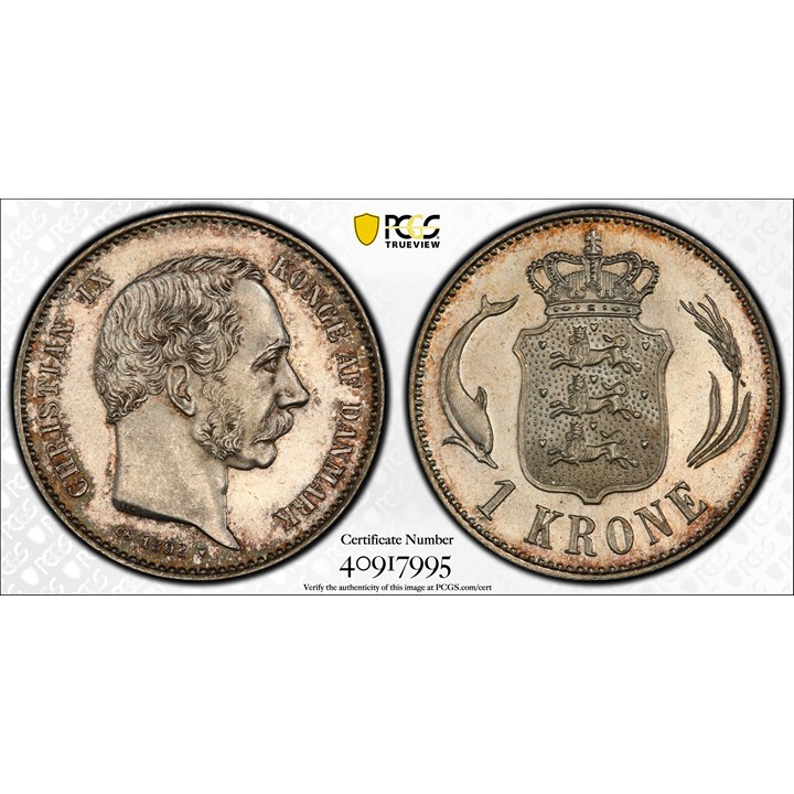 Danmark 1 Krone 1892 PCGS MS63