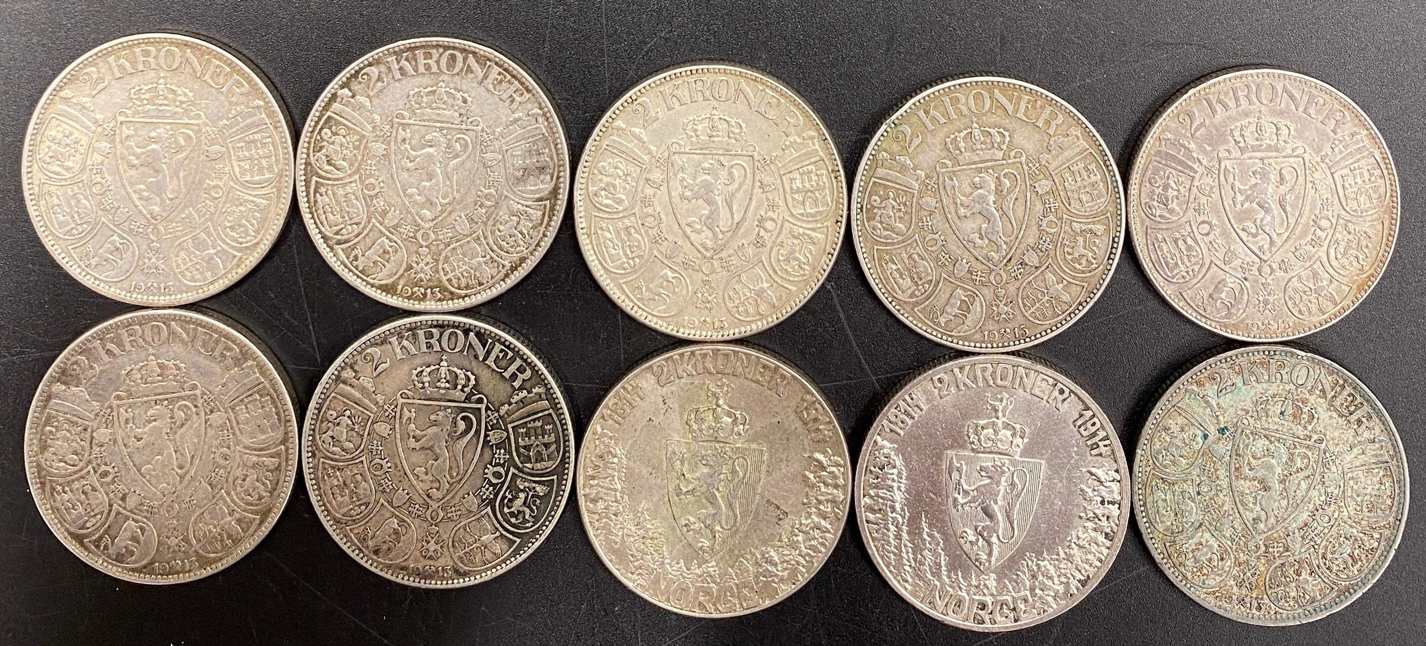 Norge 10 Stk 2 Kroner Haakon VII Tilfeldig valgte årstall