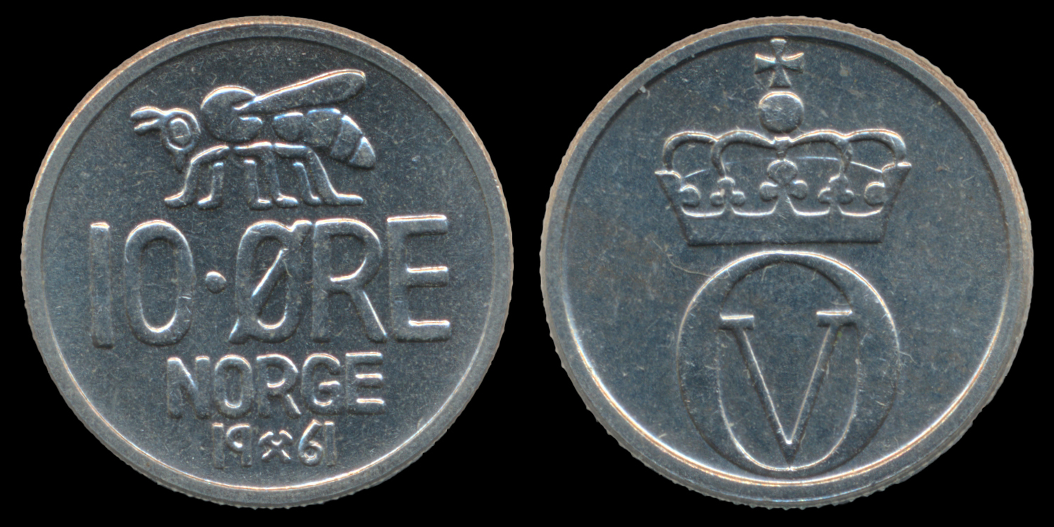 10 Øre 1961 Prakt