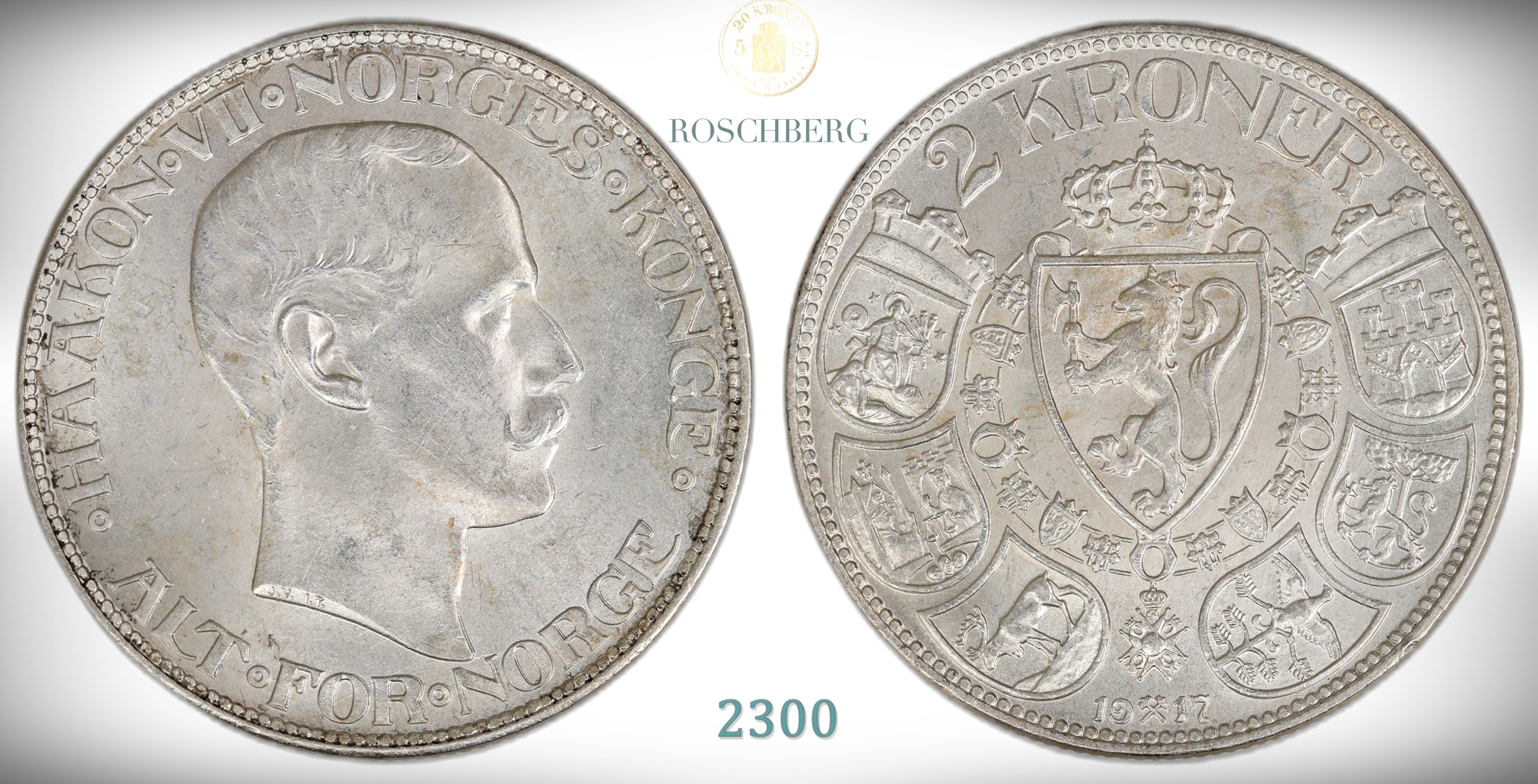 Norge 2 Kroner 1917  Kv: 0