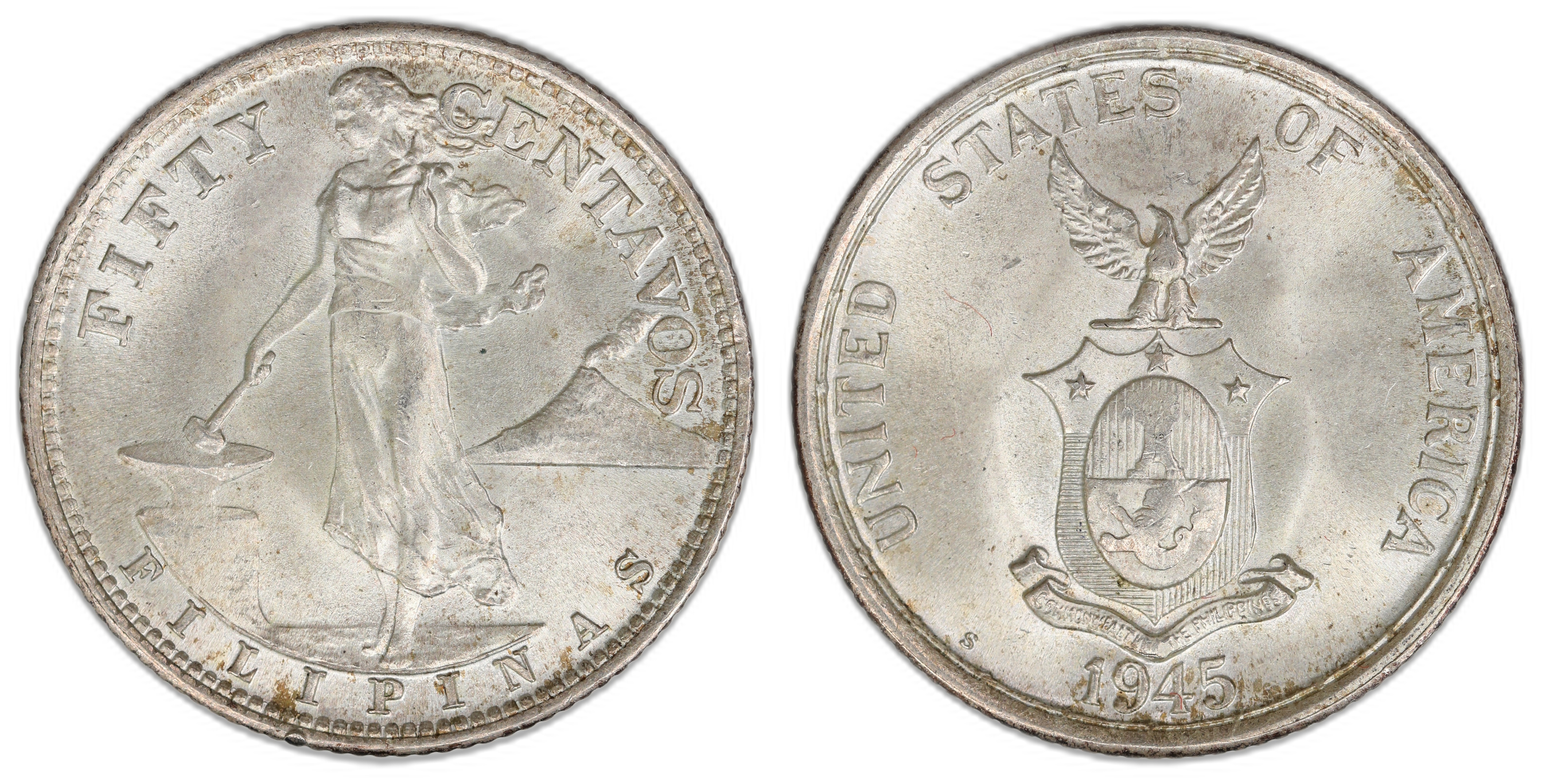 US Phillippines 50 Centavos 1945S  Kv: UNC