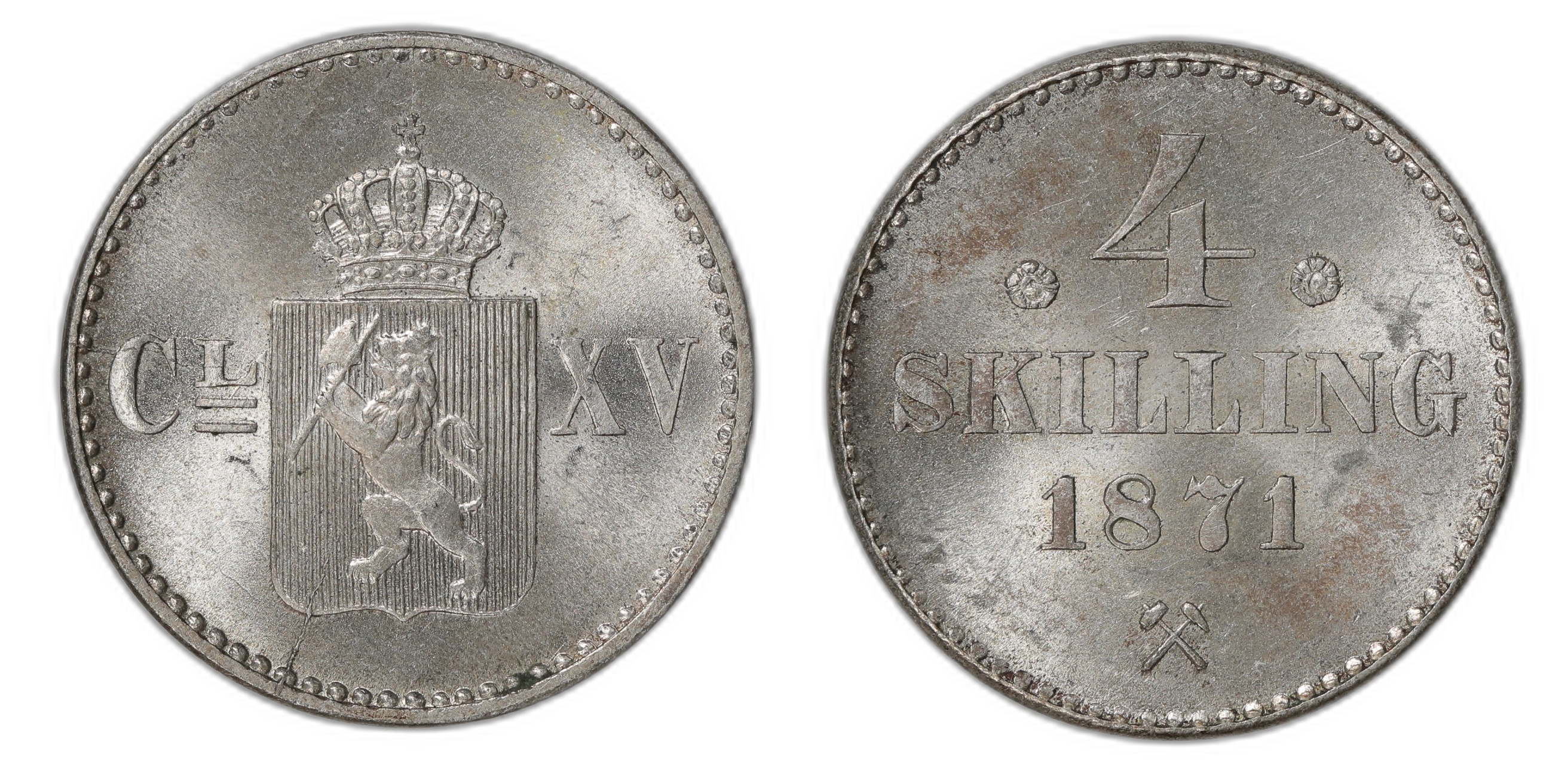 Norge 4 Skilling 1871  Kv: 0