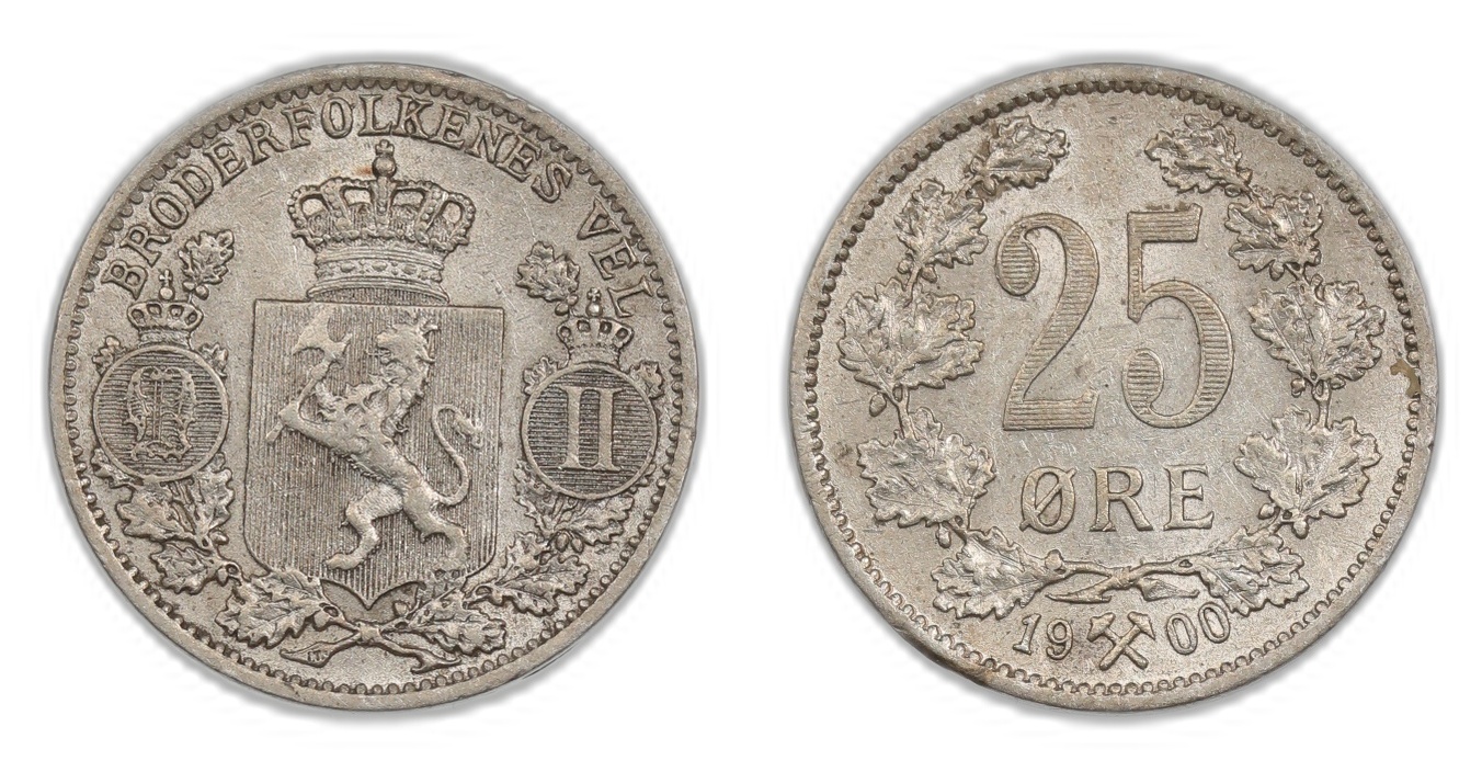Norge 25 Øre 1900 Kv 1+
