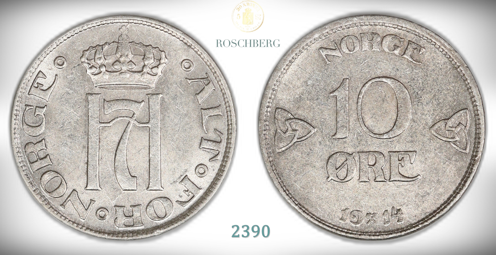Norge 10 Øre 1914  Kv: 01