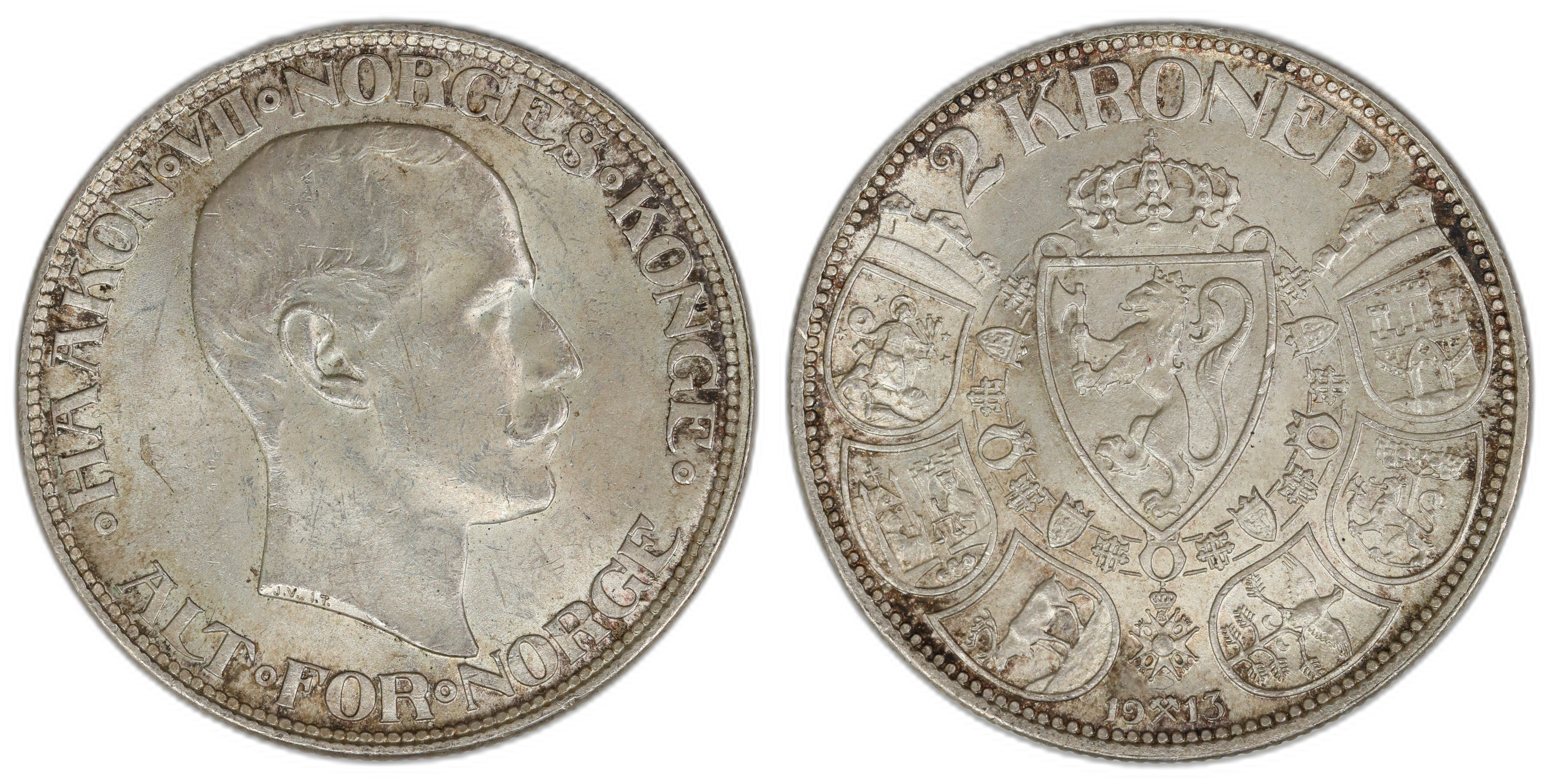 Norge 2 Kroner 1913  Kv: 0/01