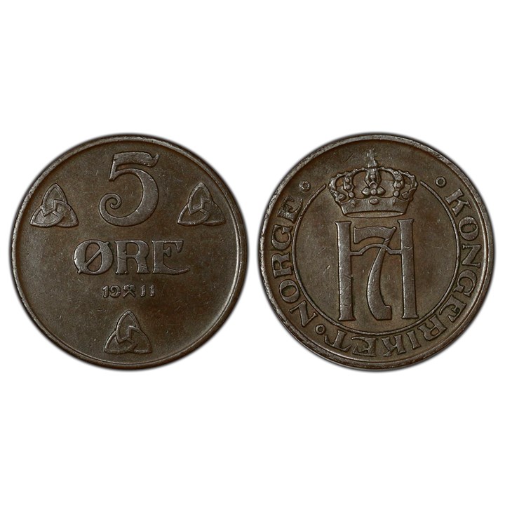 5 Øre 1911 Kv 1+