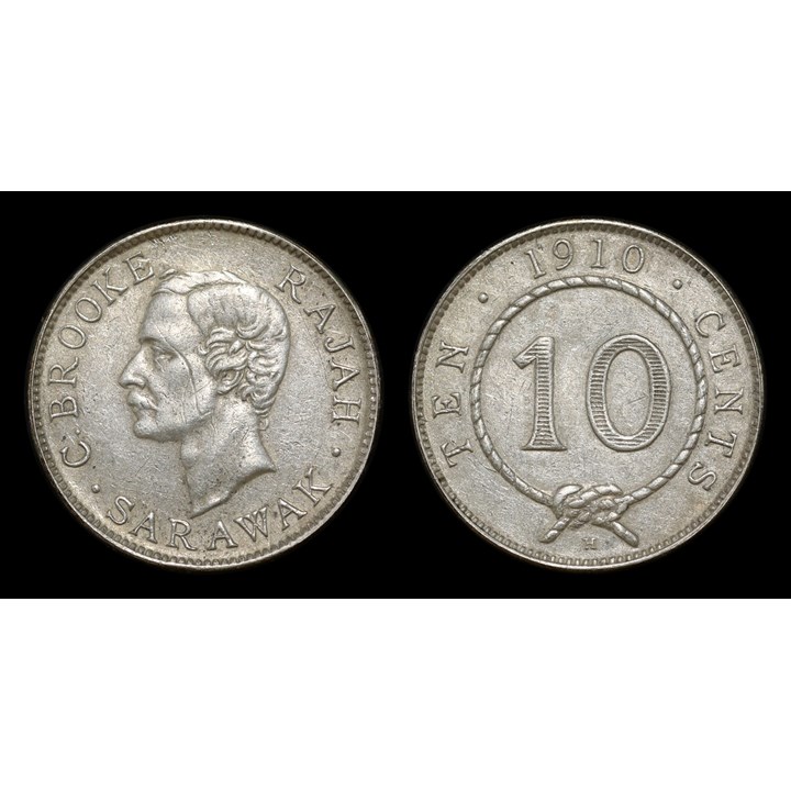 Sarawak 10 Cents 1910 XF AU