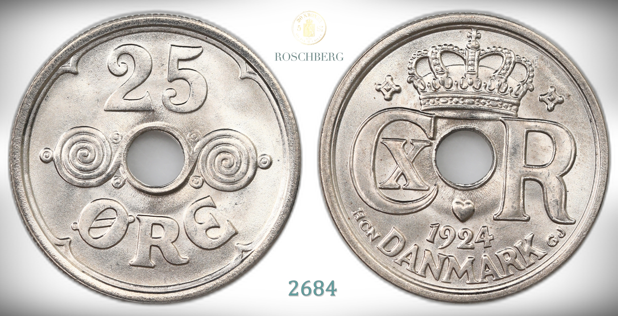 Danmark 25 Øre 1924  Kv: 0