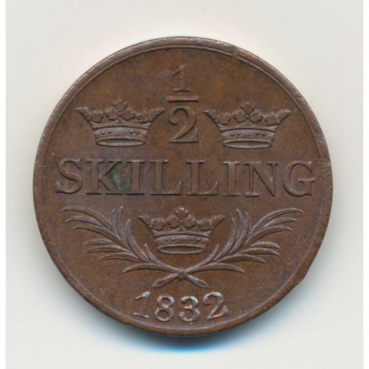 Sverige 1/2 Skilling 1832 Kv g01