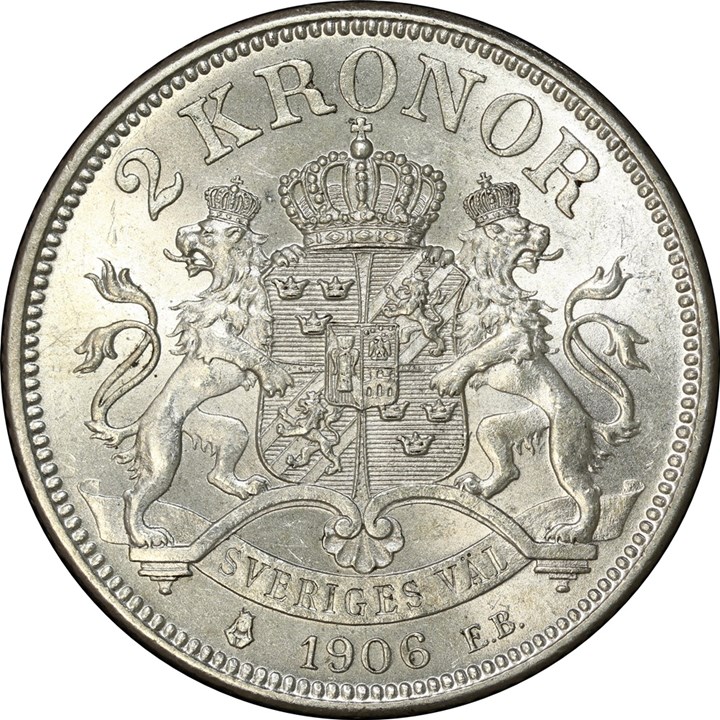 Sverige 2 Kronor 1906 Kv 0/01