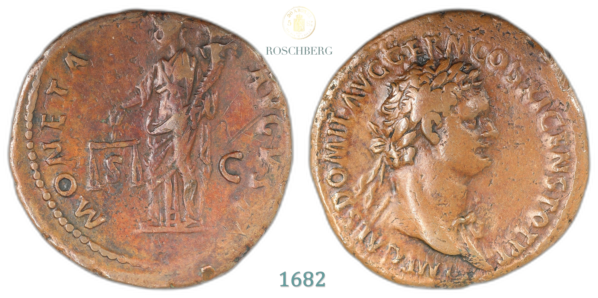 Roman Empire Æ As 81-96 Domitian Kv: VF