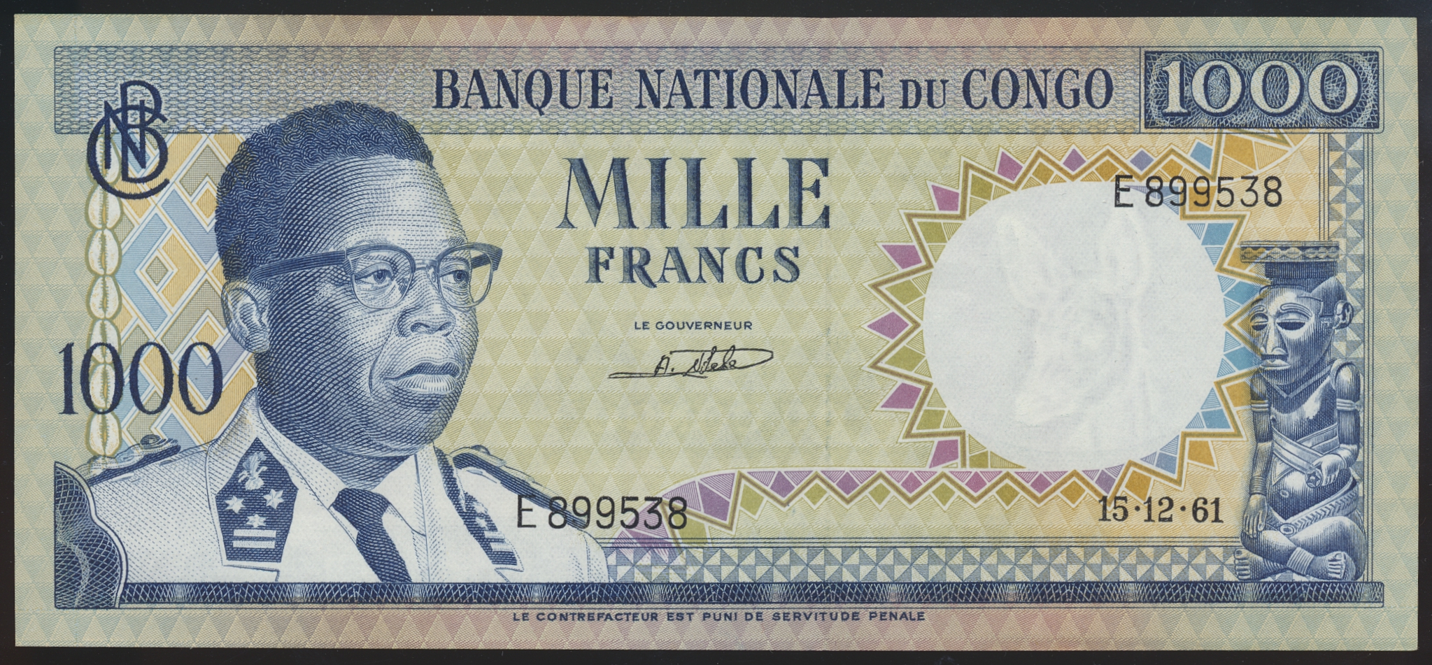 Congo 1000 Francs 1961 Kv 01 (AU)