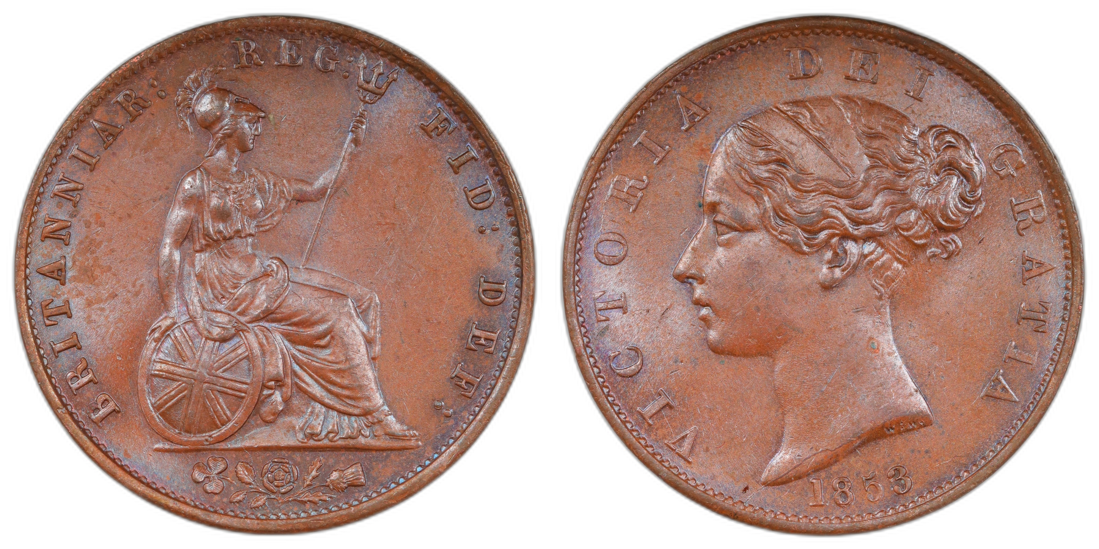 7228 Great Britain Halfpenny 1853 UNC