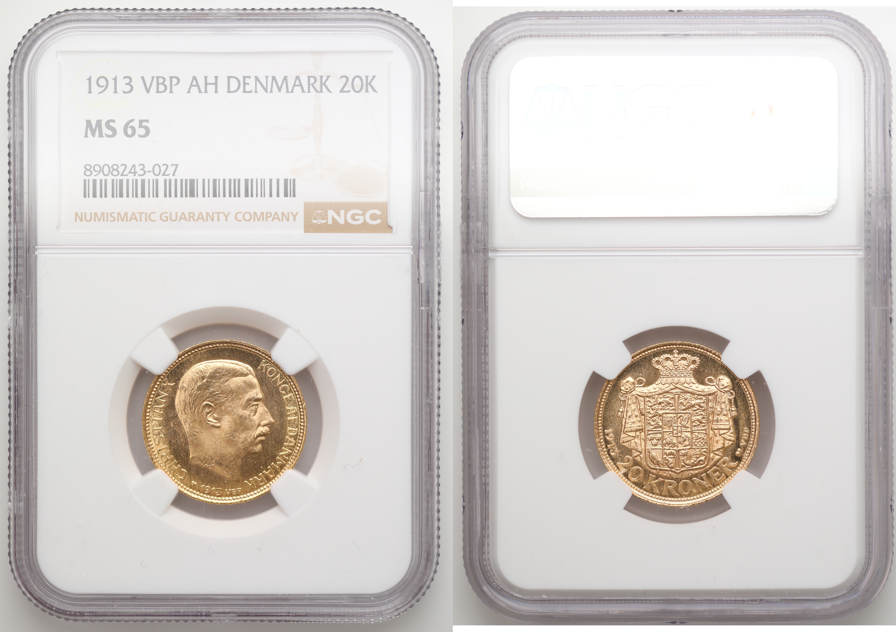 Danmark 20 Kroner 1913  Kv: NGC MS65