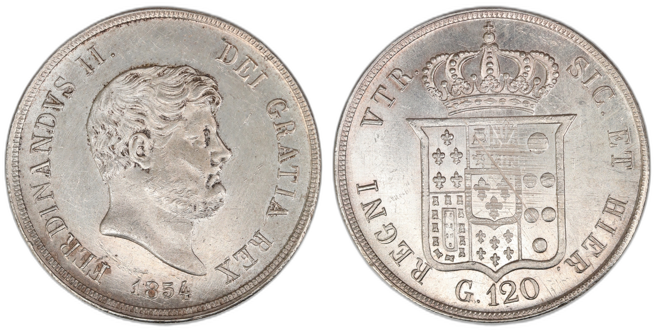 Italian States, Sicily 120 Grana 1854  Kv: UNC