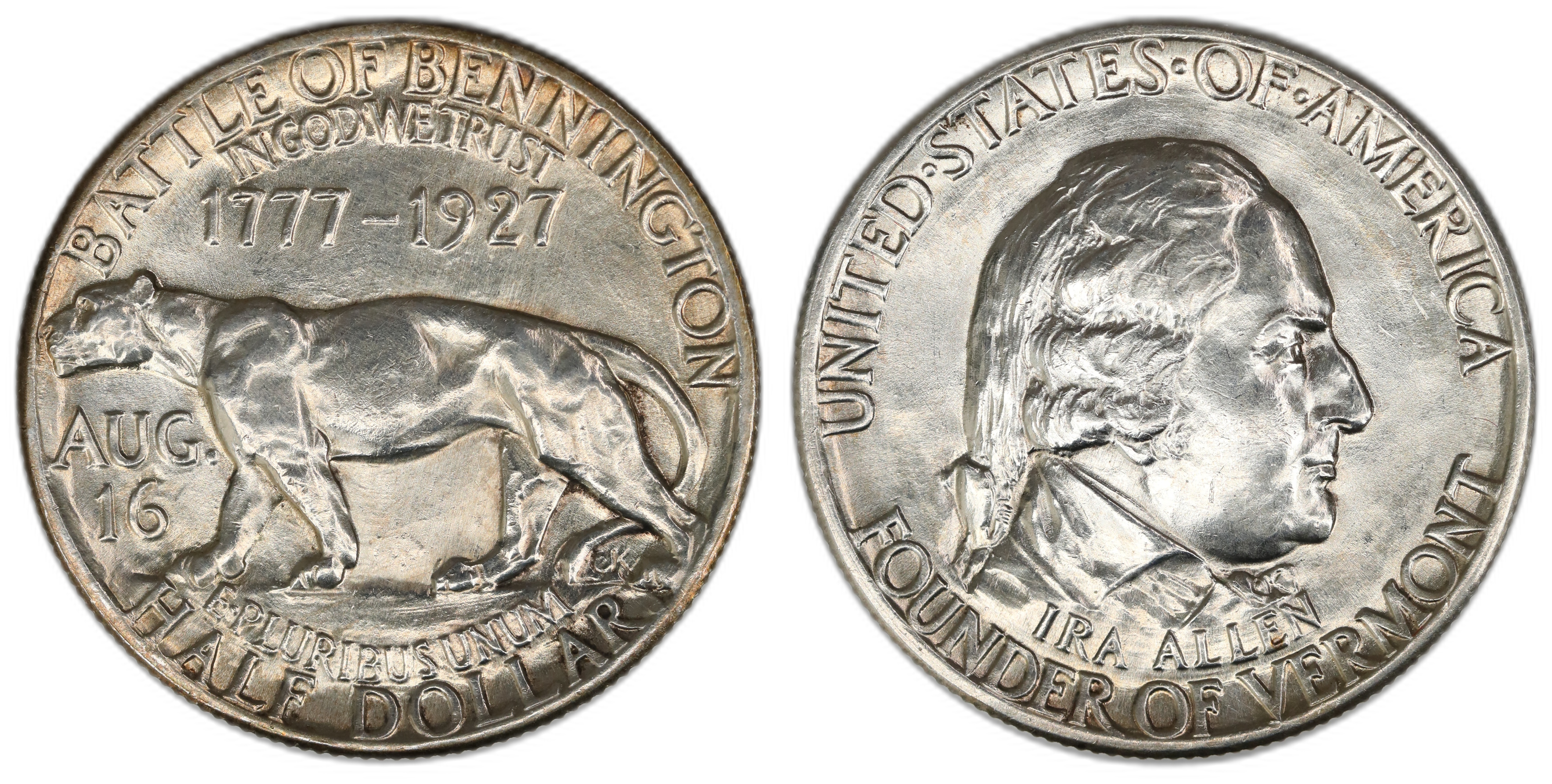 USA Half Dollar 1927 Vermont Kv 0/01, cleaned