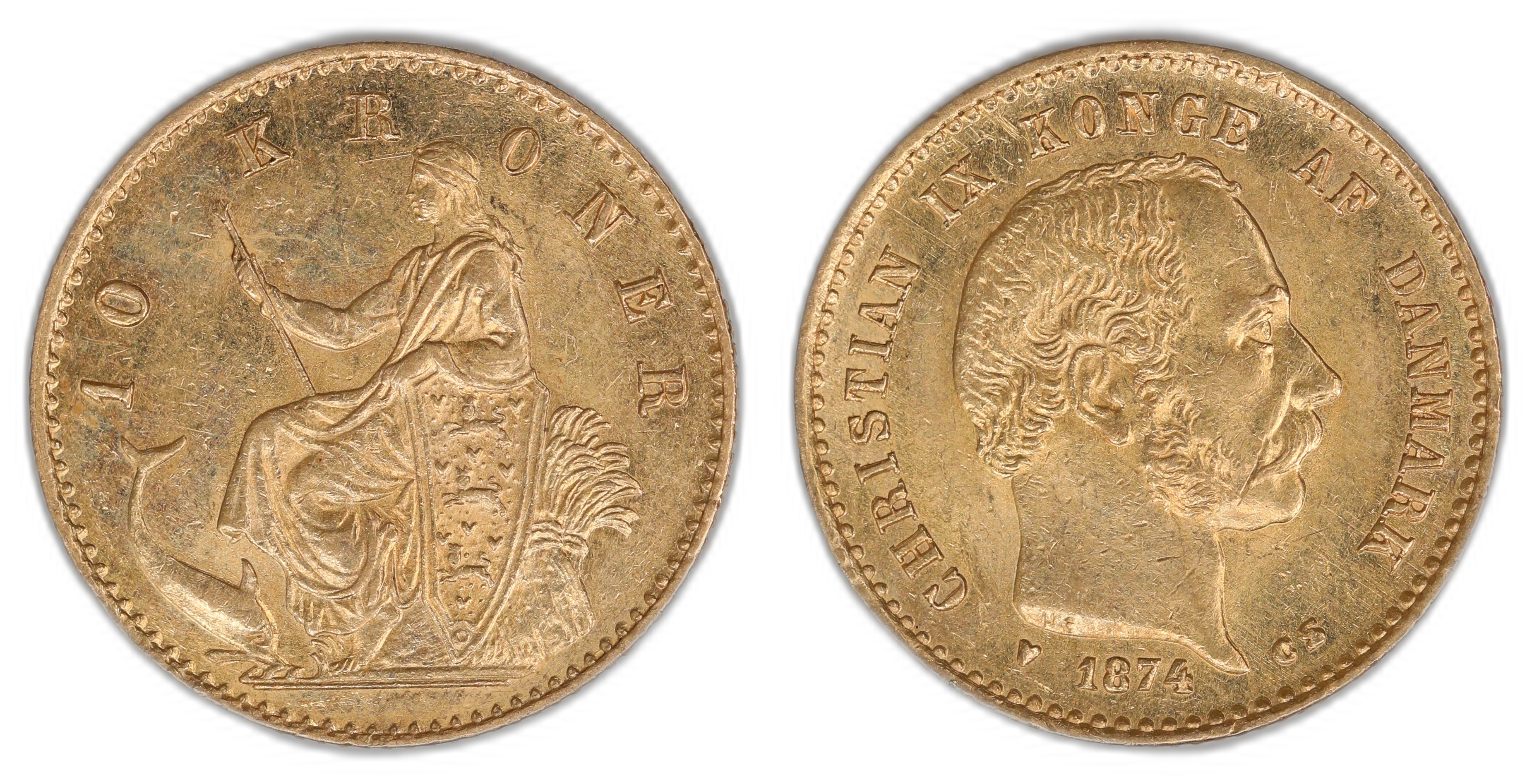 Danmark 10 Kroner 1874  Kv: 0/01
