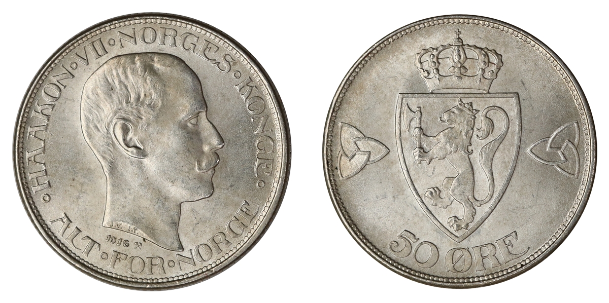Norge 50 Øre 1916 Kv: 0/01