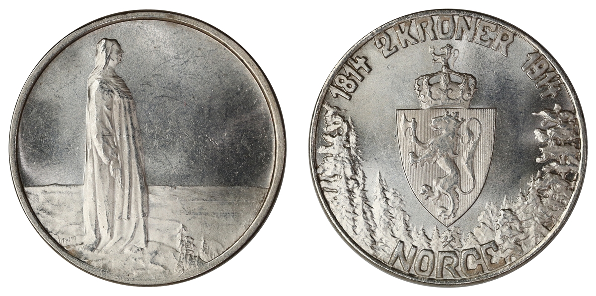 Norge 2 Kroner 1914 Mor Norge Kv: 0/01