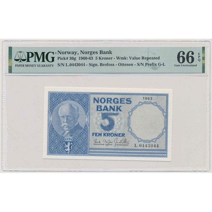 5 Kroner 1963 L PMG 66 EPQ