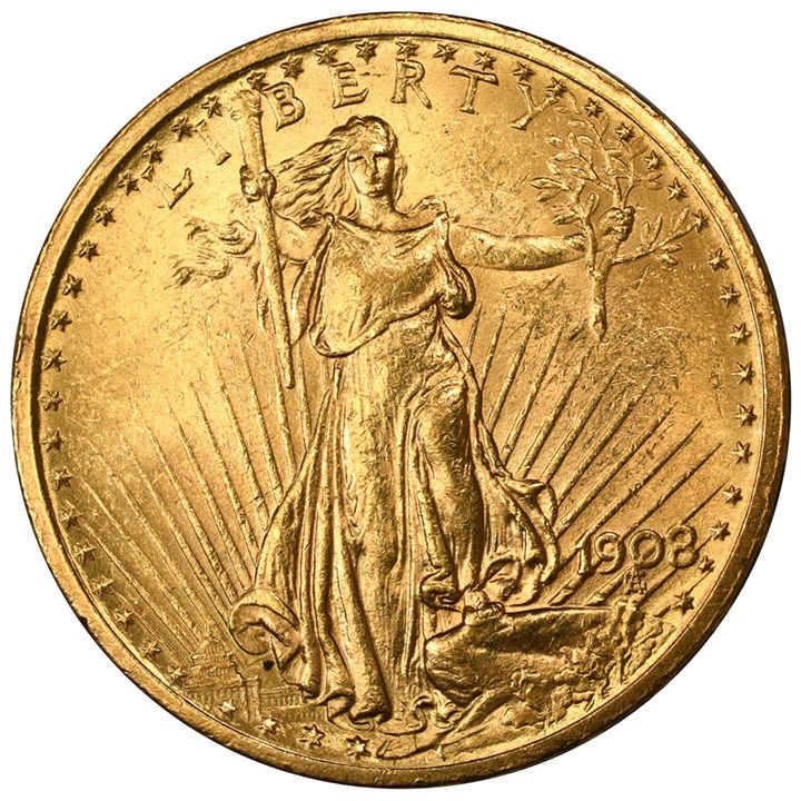USA 20 Dollar Gull 1908 Kv 01