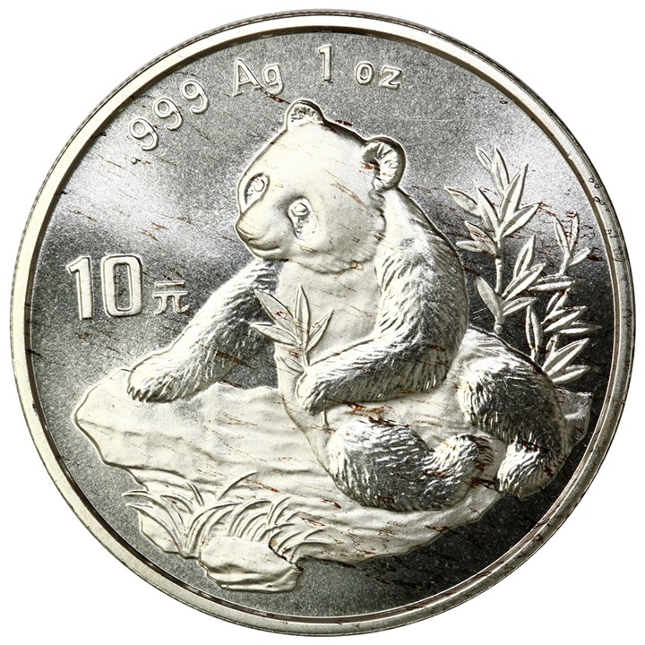 Kina 10 Yuan Panda 1998 Large Date UNC