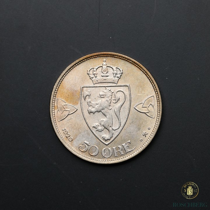 Norge 50 Øre 1920 Kv 0/01, ripe