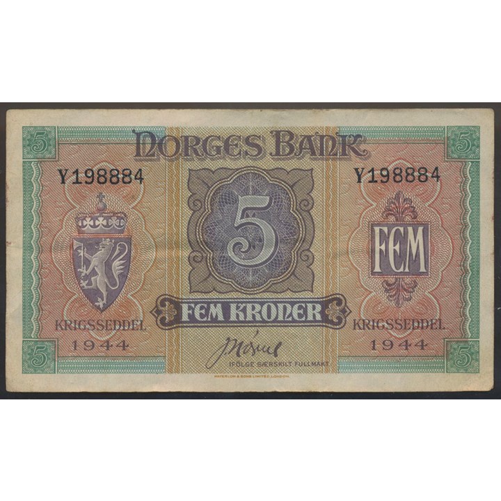 5 Kroner 1944 Y London Kv 1