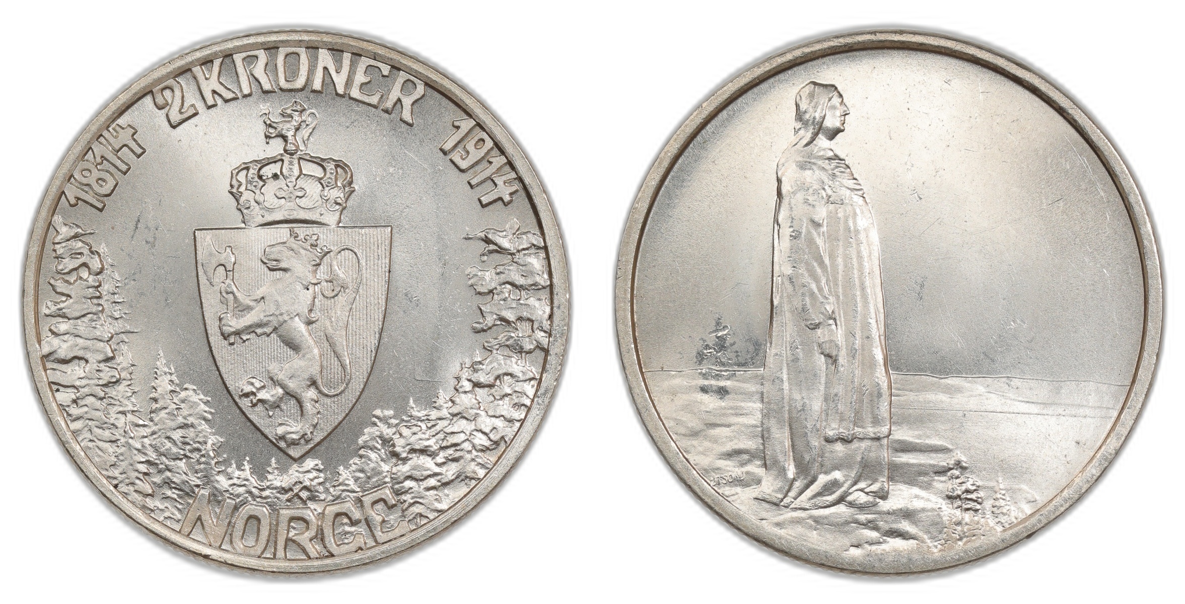 Norge 2 Kroner 1914 Mor Norge Kv 0/01